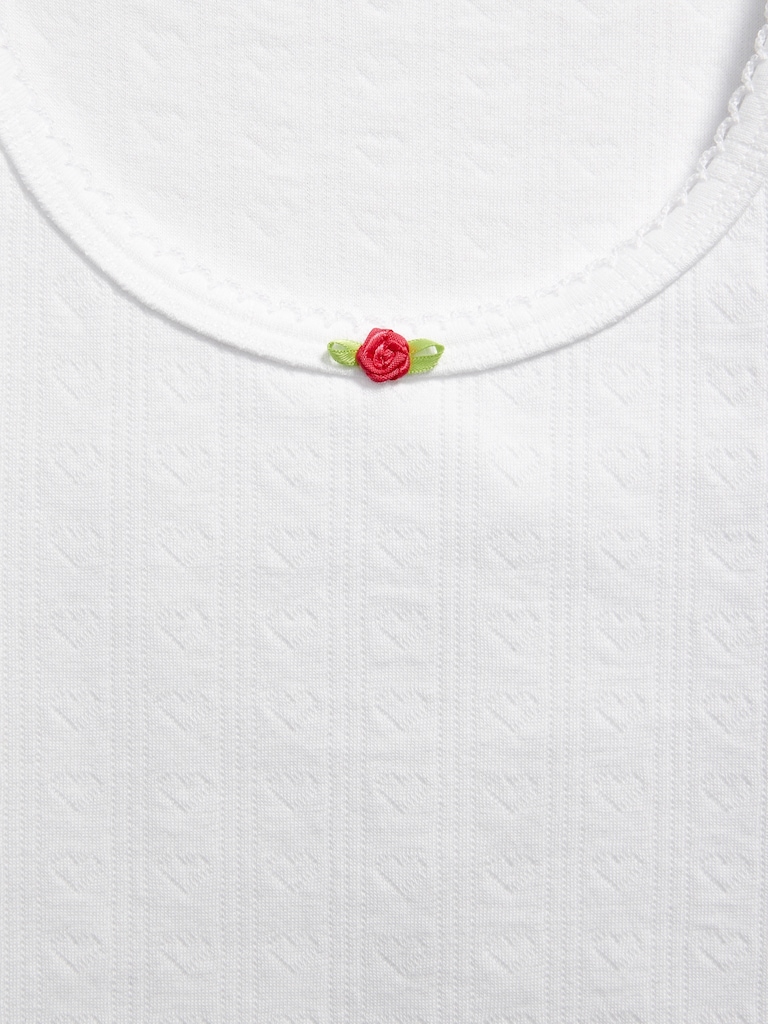 Short-Sleeve Pointelle-Knit Top for Girls