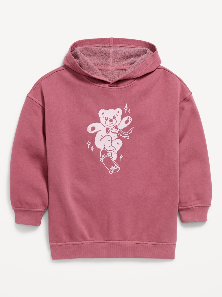 Oversized Graphic Tunic Pullover Hoodie for Girls