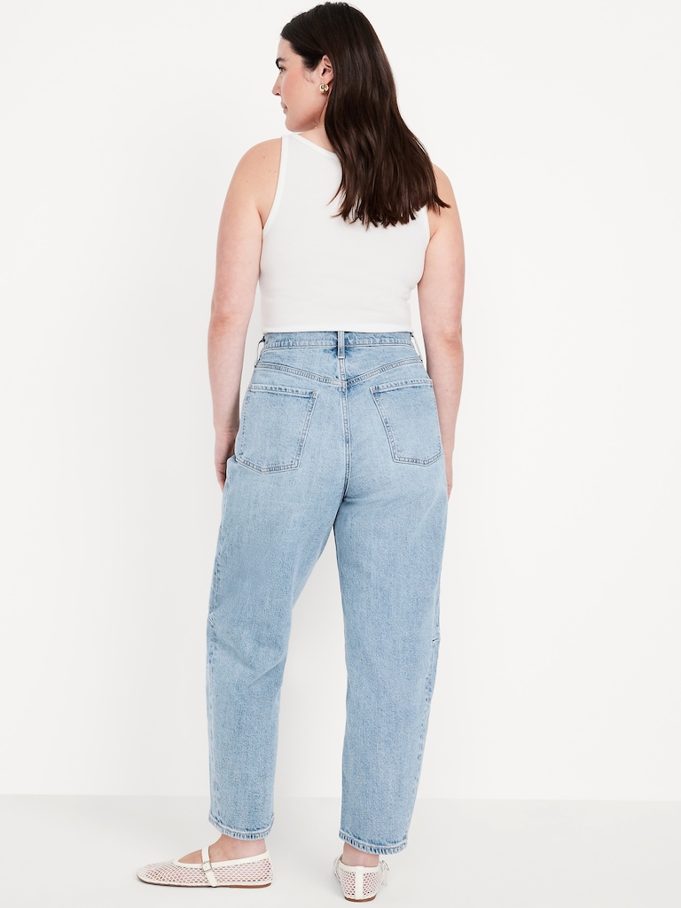 High-Waisted Barrel Ankle Jeans