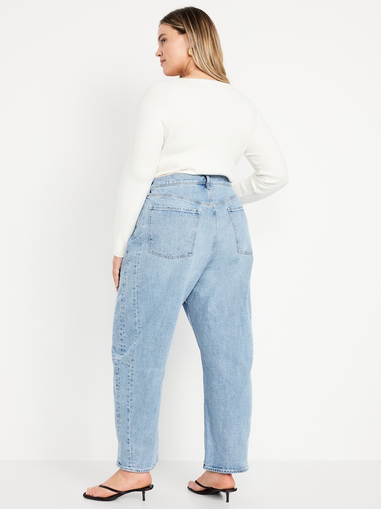 High-Waisted Barrel Ankle Jeans