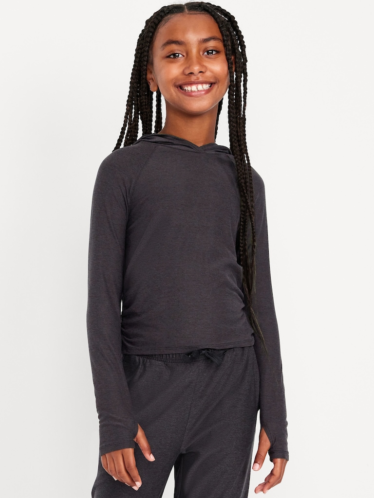 CloudMotion Side-Ruched Performance Hoodie for Girls
