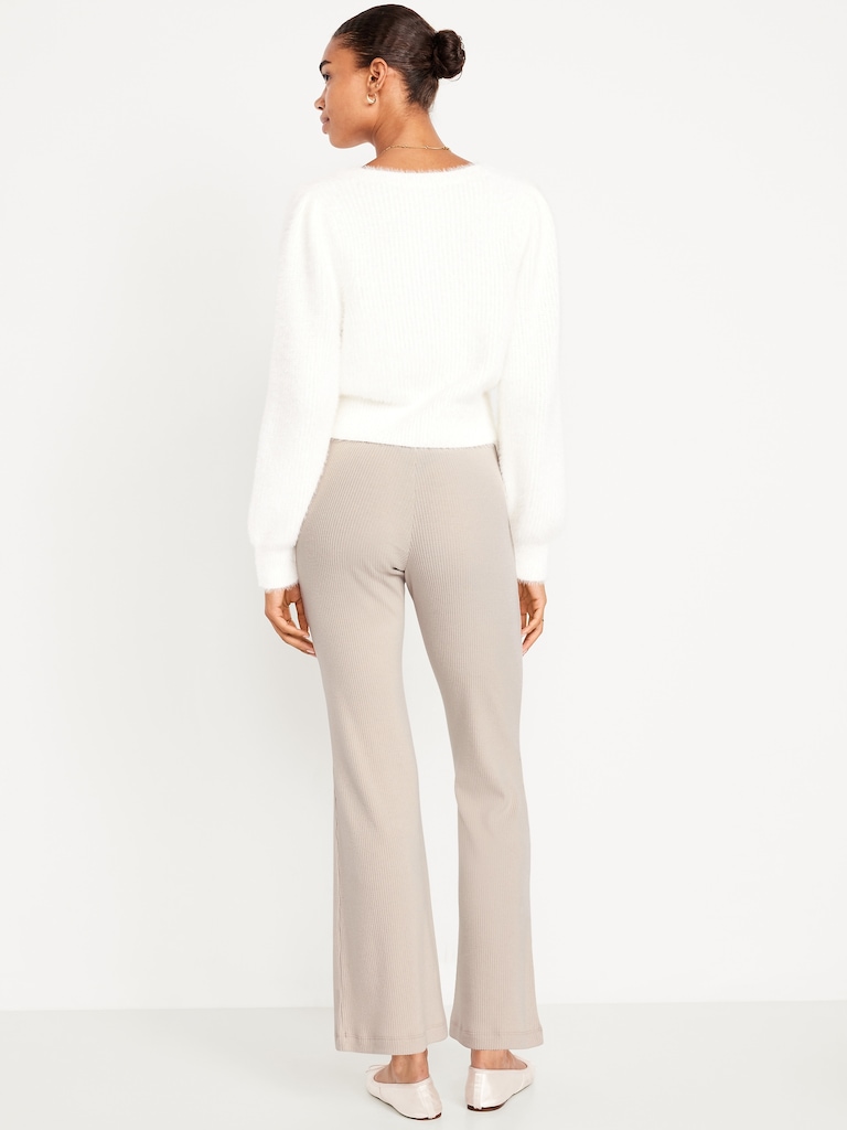 High-Waisted Fashion Ribbed Flare Leggings