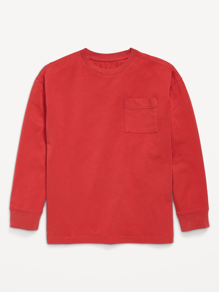 Oversized Long-Sleeve Pocket T-Shirt for Boys
