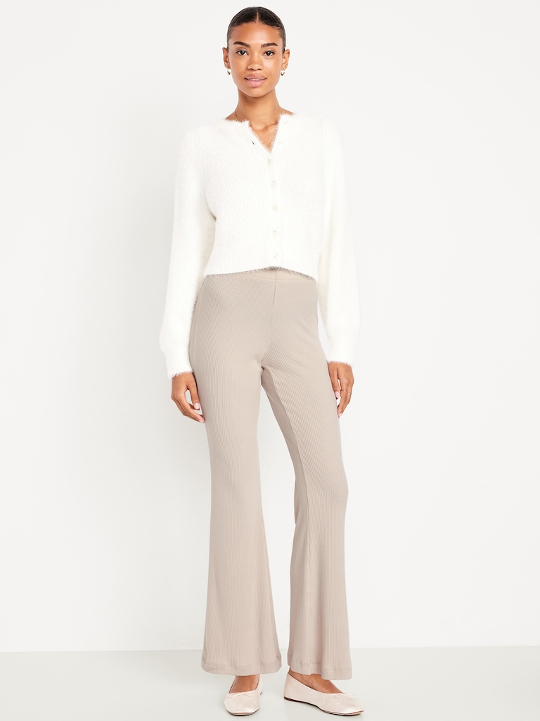 High-Waisted Fashion Ribbed Flare Leggings