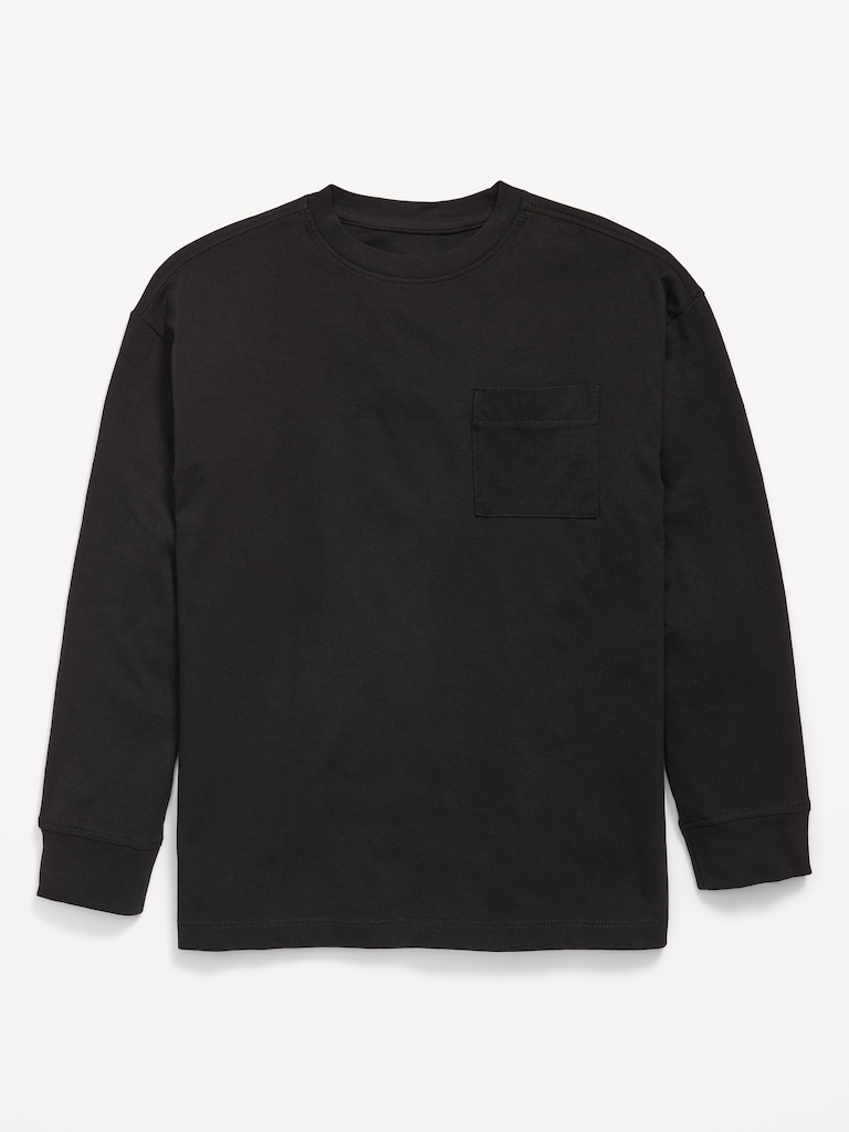 Oversized Long-Sleeve Pocket T-Shirt for Boys