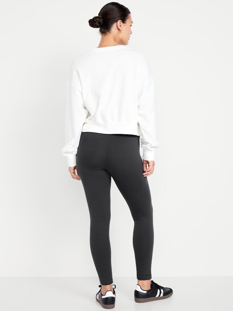 High-Waisted Fleece-Lined Ankle Leggings