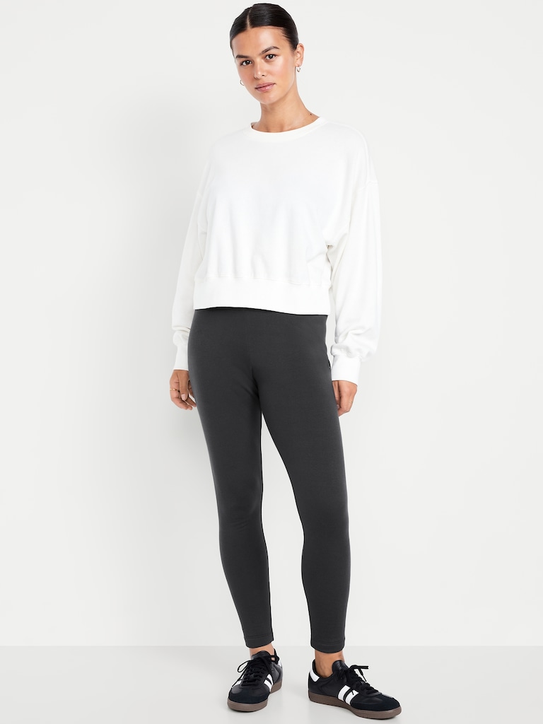 High-Waisted Fleece-Lined Ankle Leggings