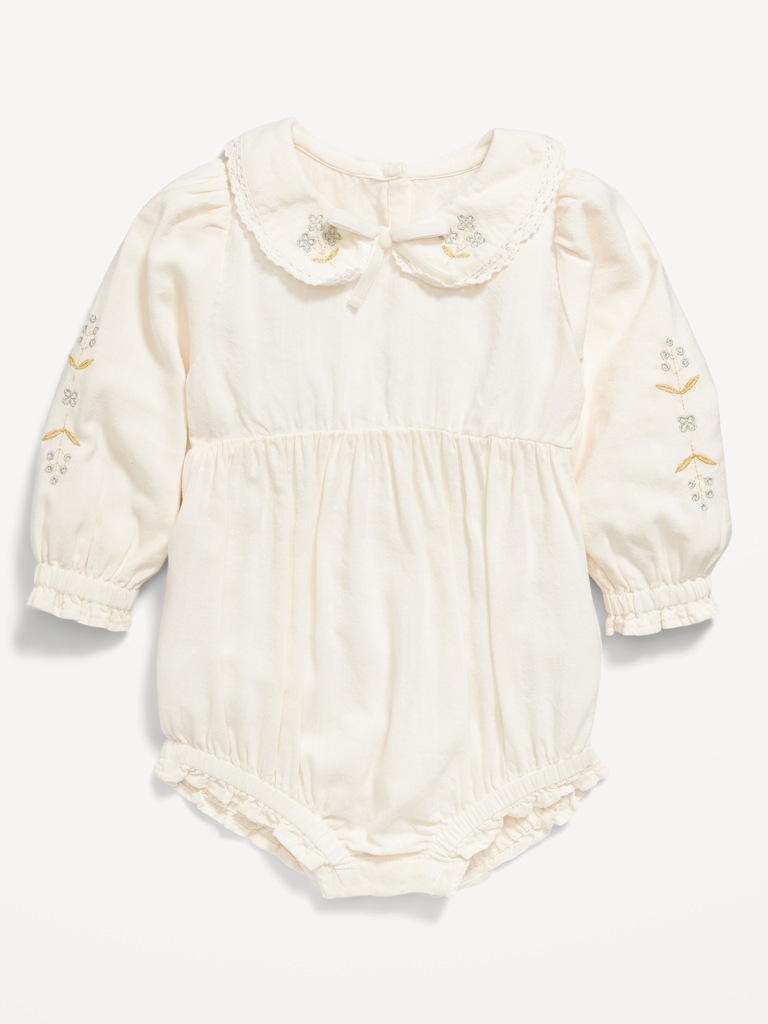 Long-Sleeve Ruffled Collar One-Piece Romper for Baby