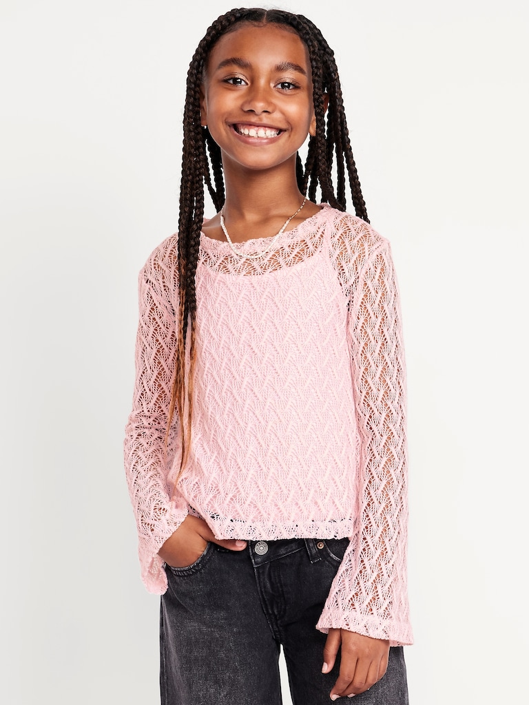 2-In-1 Textured Knit Top for Girls