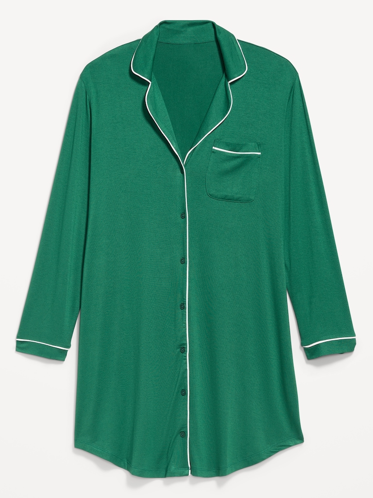 Long-Sleeve Knit Sleep Shirt