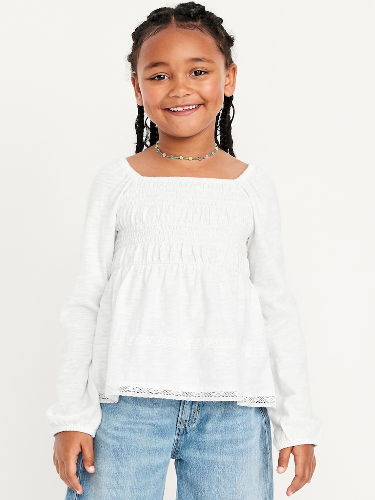 Long-Sleeve Smocked Top for Girls