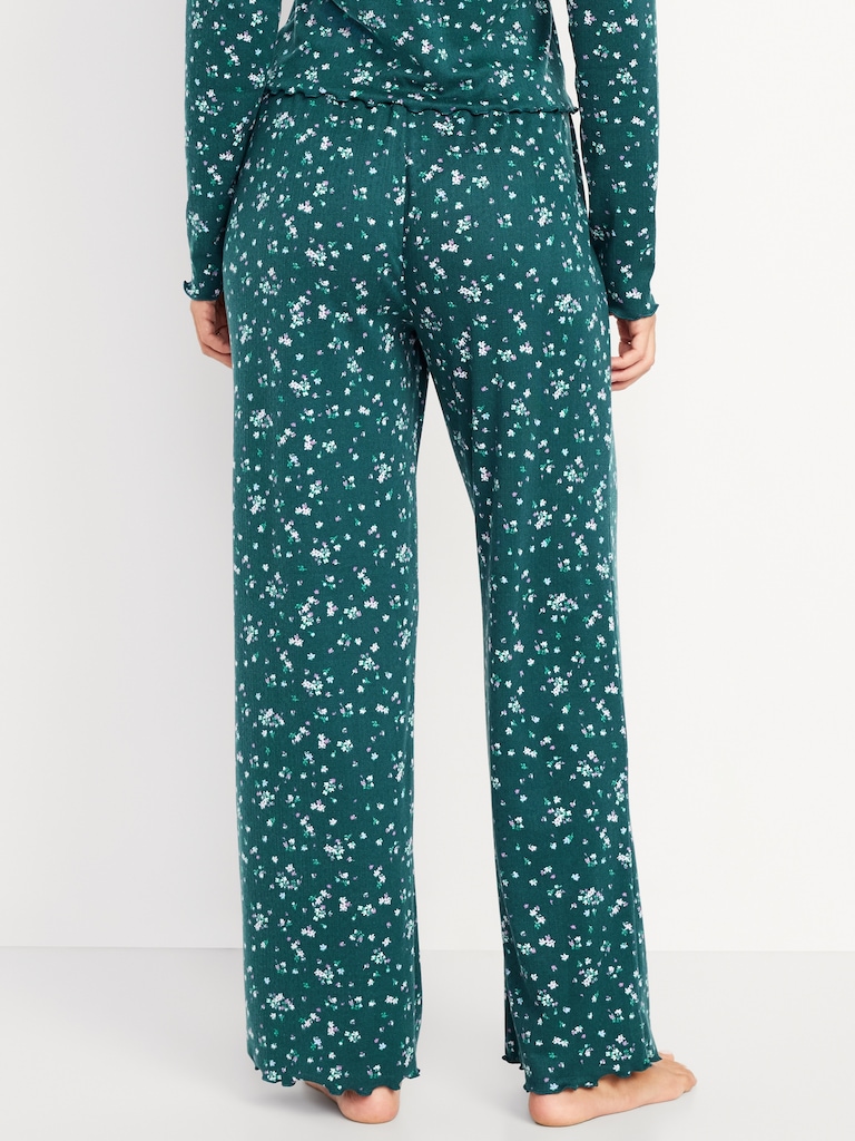 High-Waisted Cozy Rib Pajama Pants