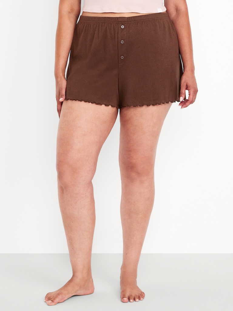 High-Waisted Cozy Rib Pajama Shorts