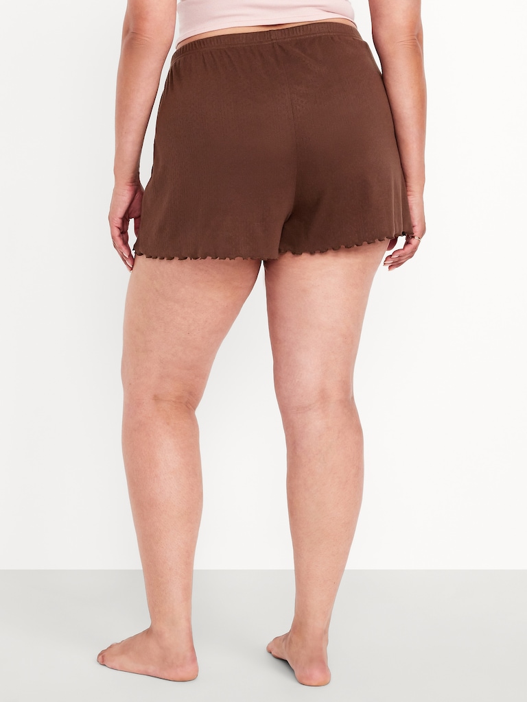 High-Waisted Cozy Rib Pajama Shorts