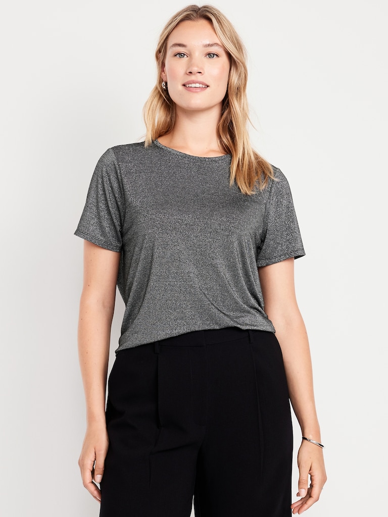 Luxe Crew-Neck Shine T-Shirt