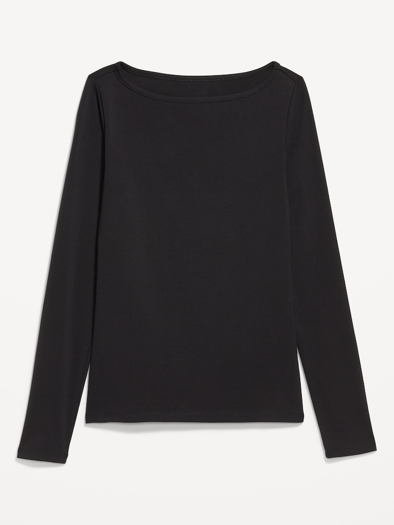 Snug Long-Sleeve Boatneck T-Shirt