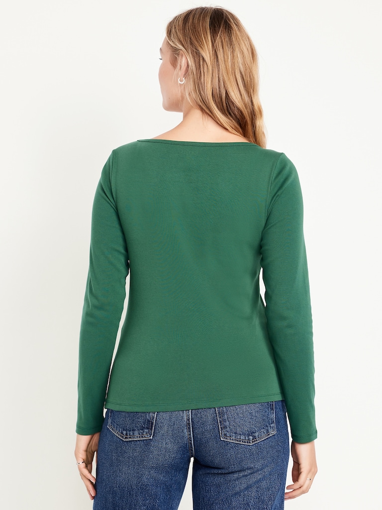 Snug Long-Sleeve Boatneck T-Shirt