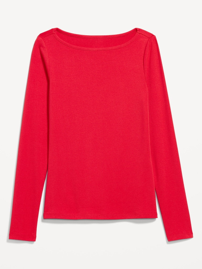 Snug Long-Sleeve Boatneck T-Shirt