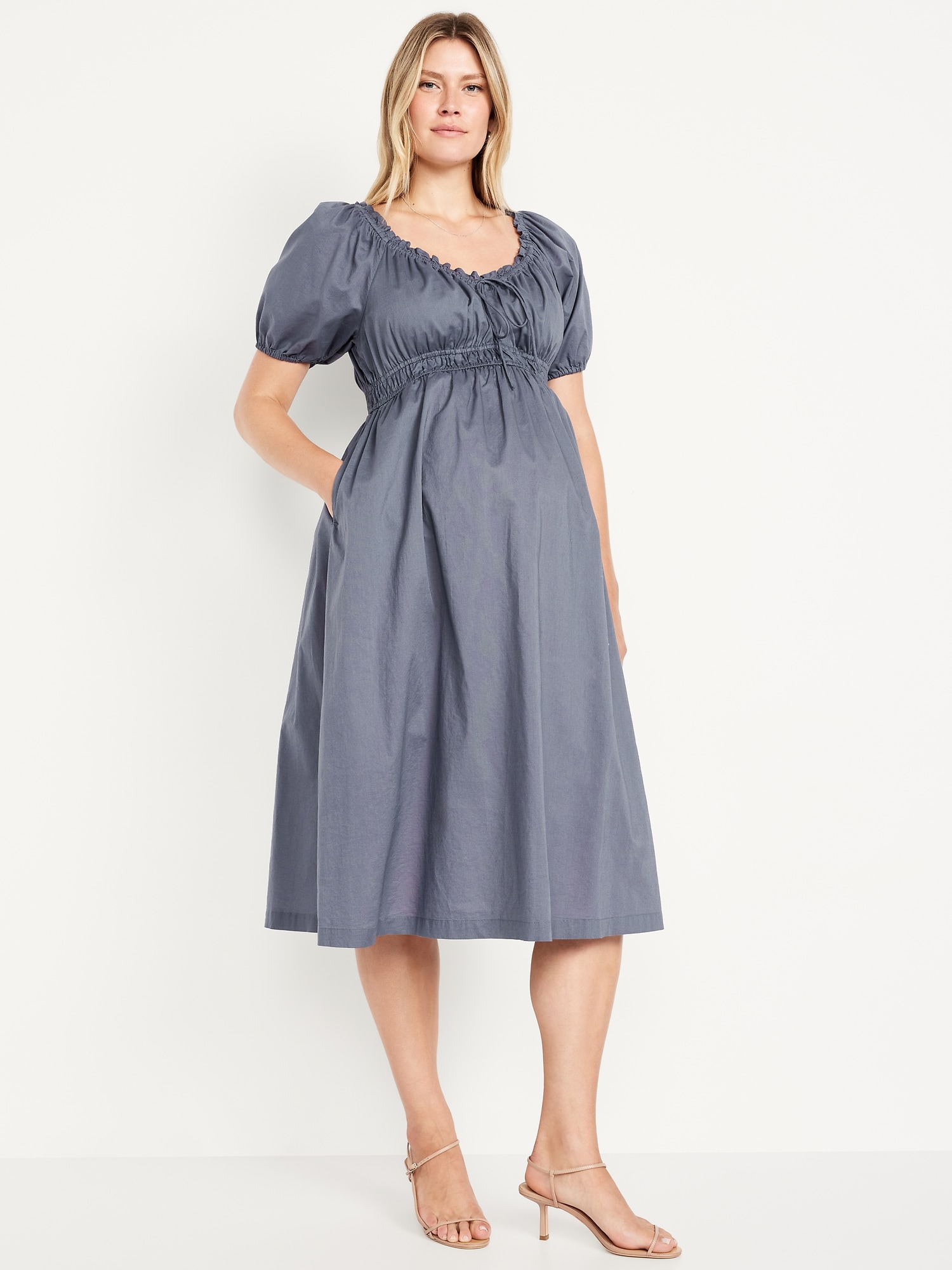 Old Navy Maternity Puff-Sleeve Midi Dress