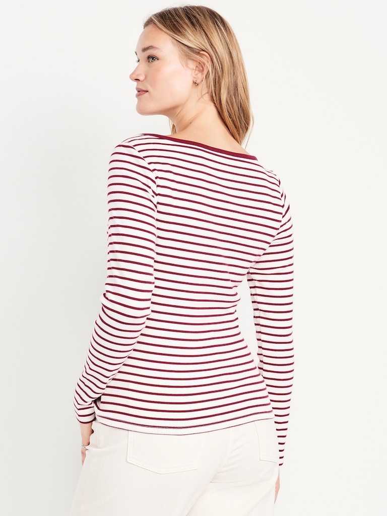 Snug Long-Sleeve Boatneck T-Shirt