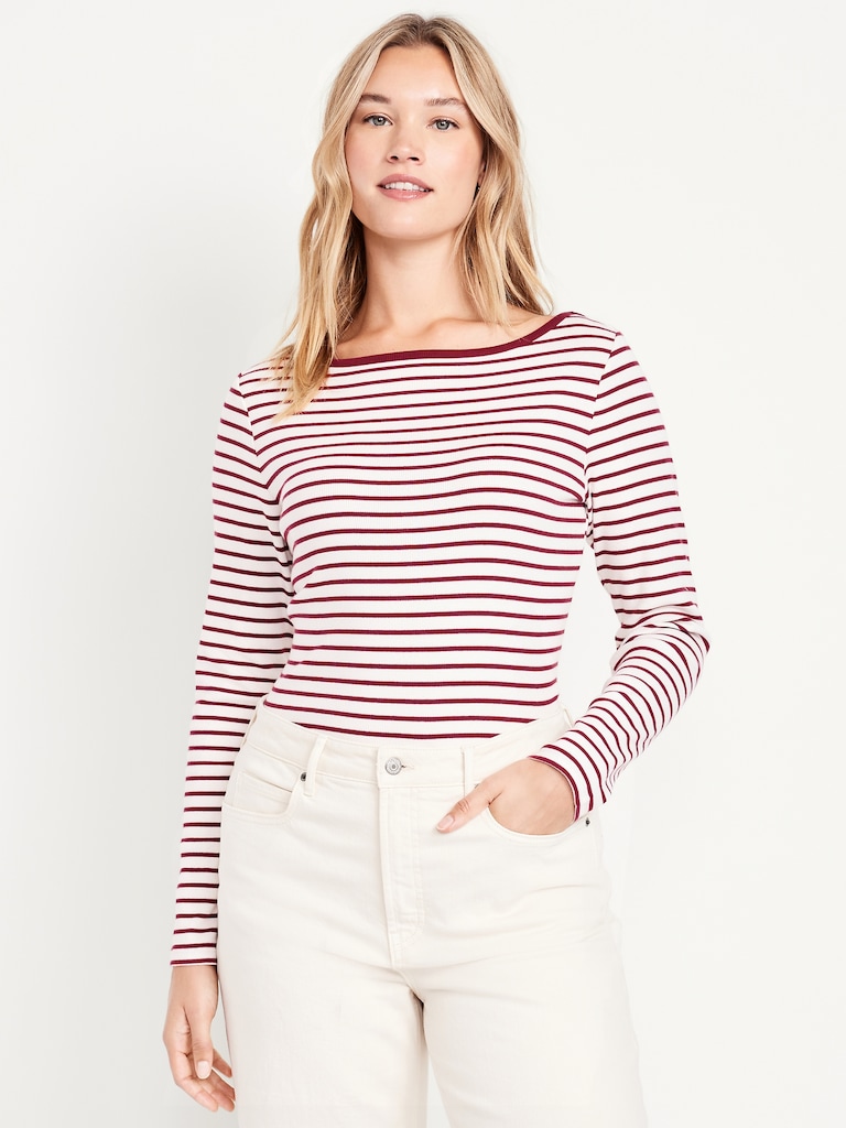 Snug Long-Sleeve Boatneck T-Shirt