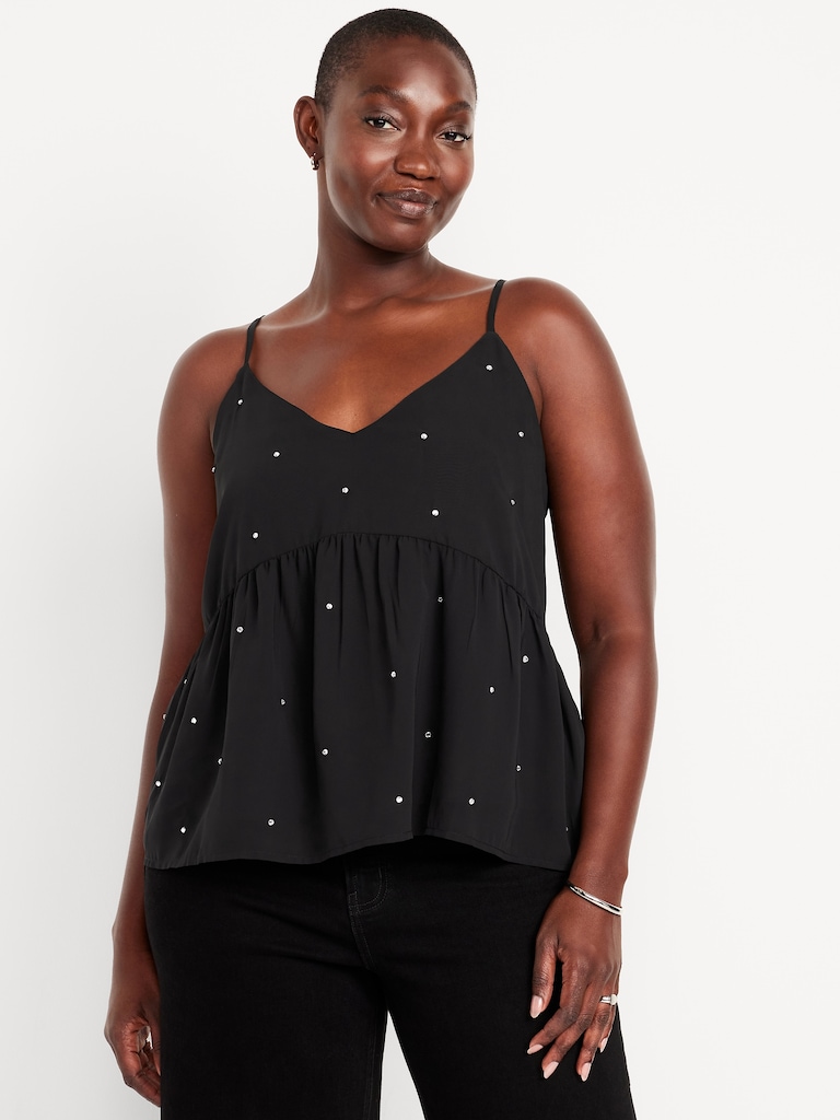 Embellished Cami Peplum Top