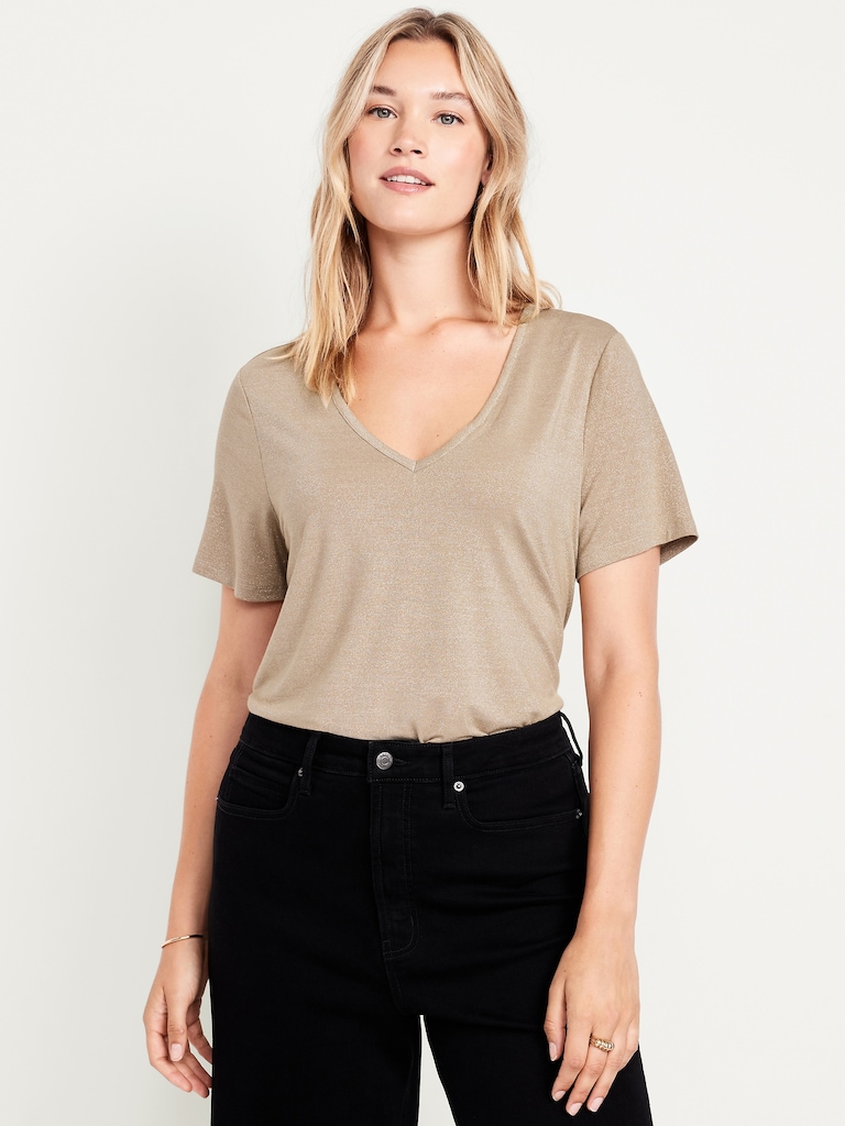 Luxe V-Neck Shine T-Shirt