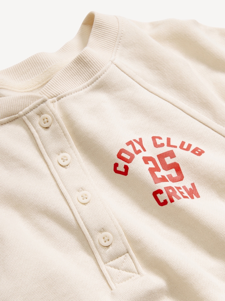 SoComfy Oversized Button-Front Graphic Sweatshirt