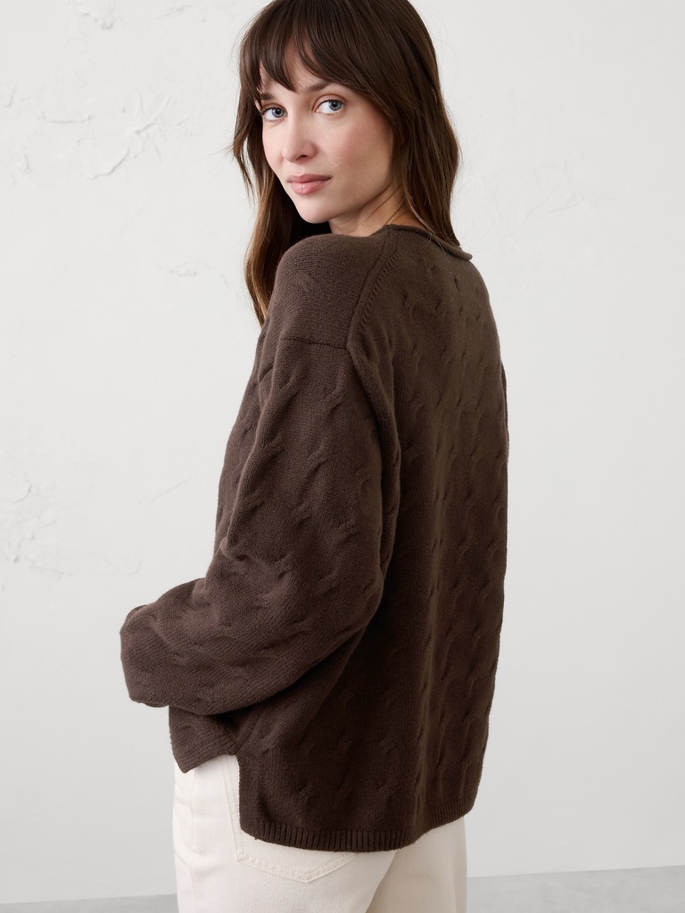 Cable Roll-Neck Sweater