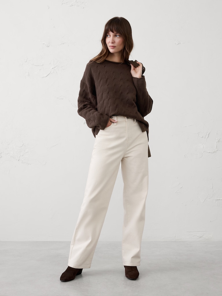 Cable Roll-Neck Sweater