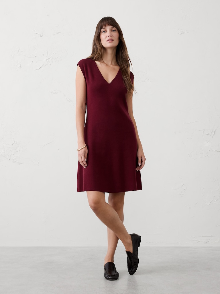 Cap-Sleeve Sweater Mini Dress