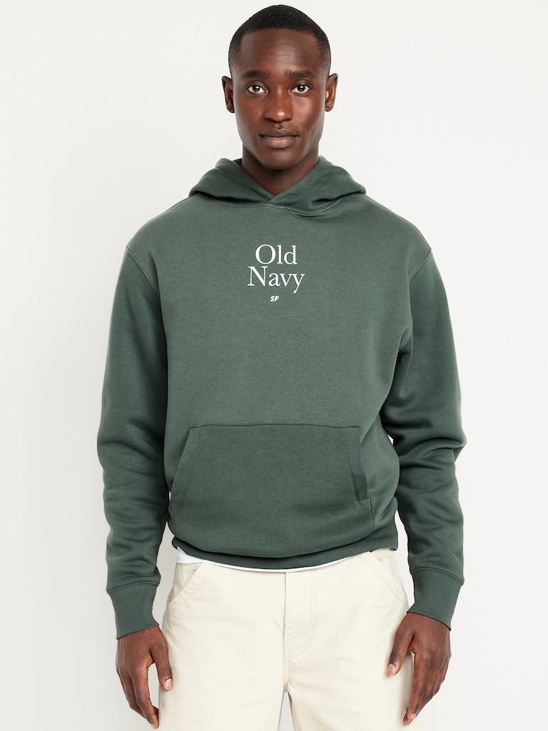 Oversized Logo Pullover Hoodie for Men