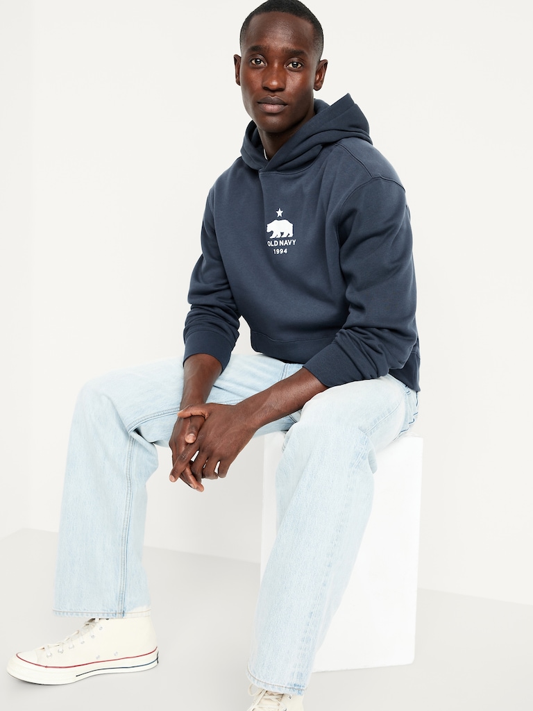 Oversized Logo Pullover Hoodie for Men