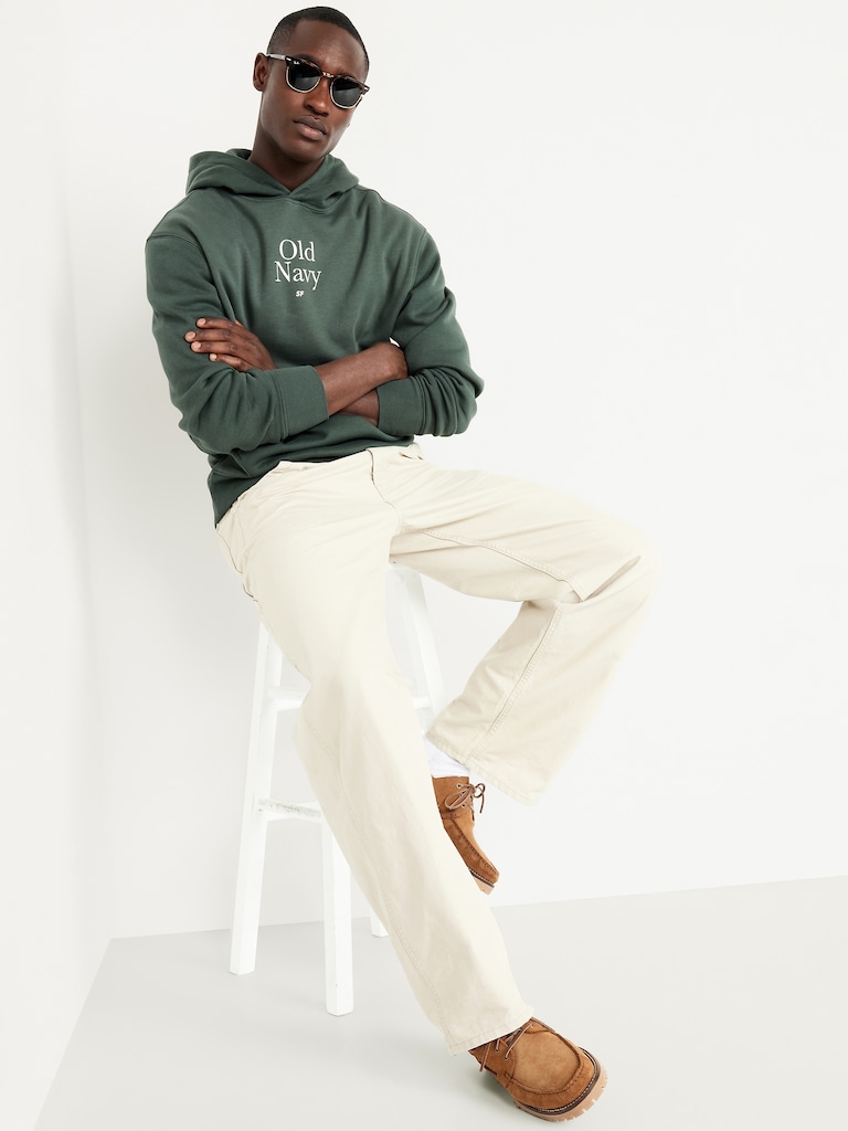 Oversized Logo Pullover Hoodie for Men