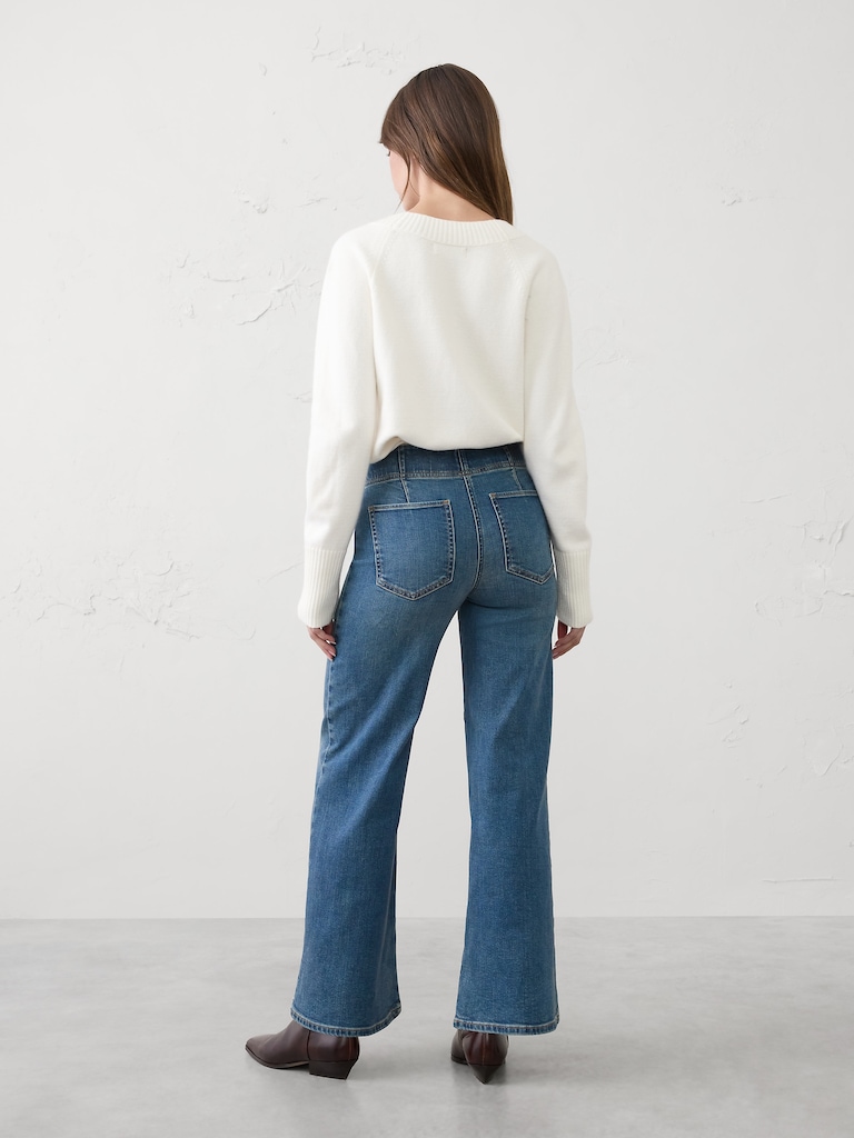 Wide-Leg High-Rise Pull-On Jean