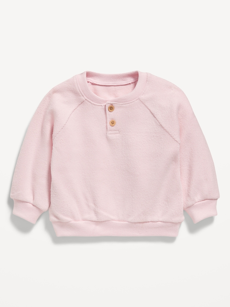 Cozy Long-Sleeve Henley Thermal-Knit Sweatshirt for Baby