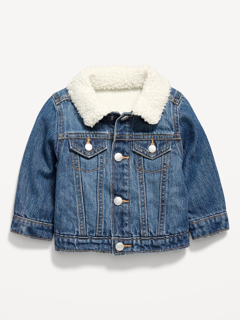 Sherpa-Collar Jean Trucker Jacket for Baby