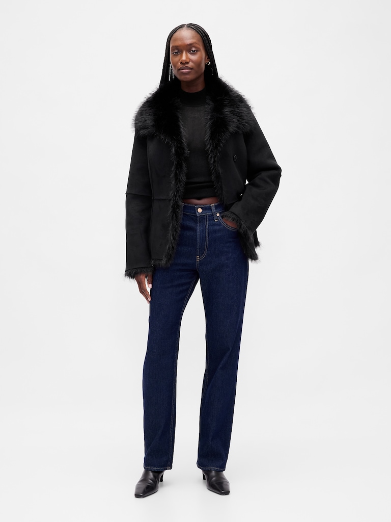 Vegan Suede & Faux Fur Jacket
