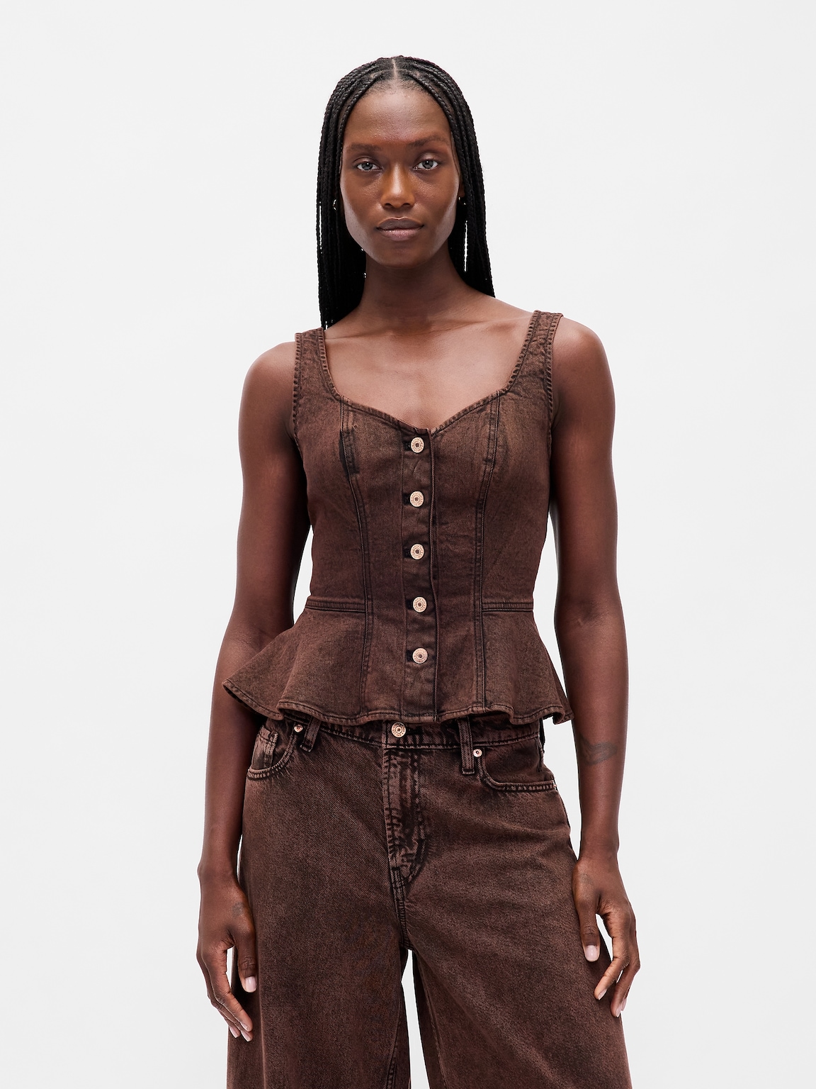 Denim Peplum Tank Top