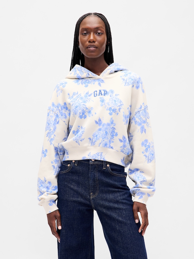 VintageSoft Crop Logo Hoodie