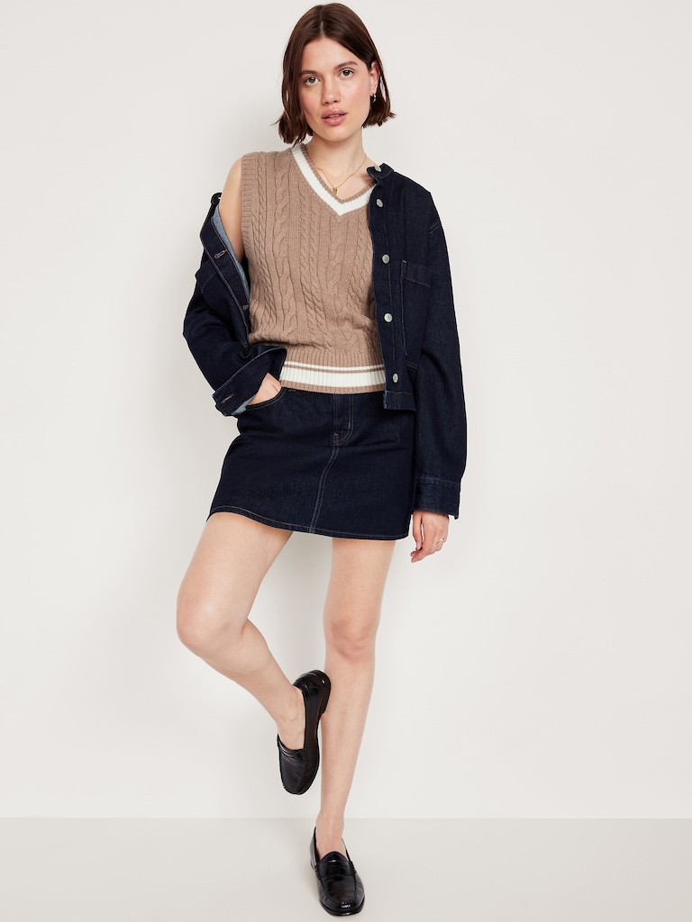 Wool-Blend Cable-Knit Vest
