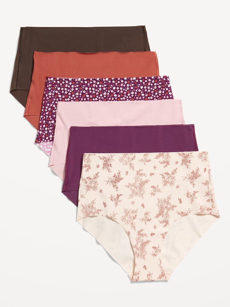 High-Waisted No-Show Brief Underwear 6-Pack