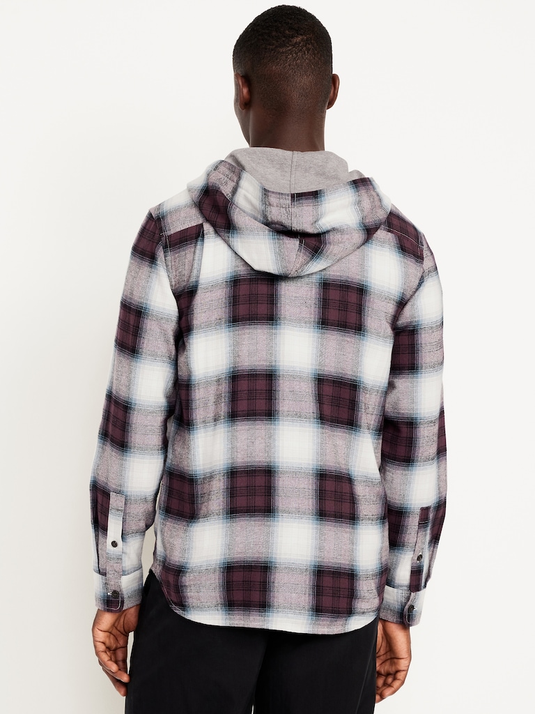 Hooded Plaid Flannel Shirt