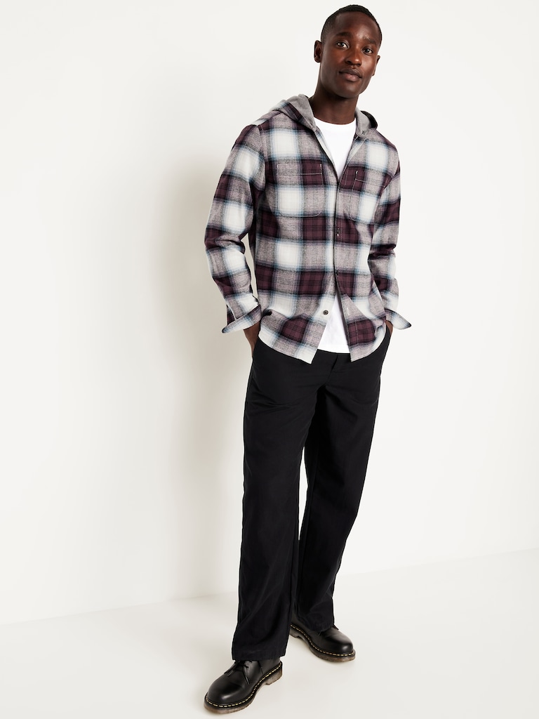 Hooded Plaid Flannel Shirt