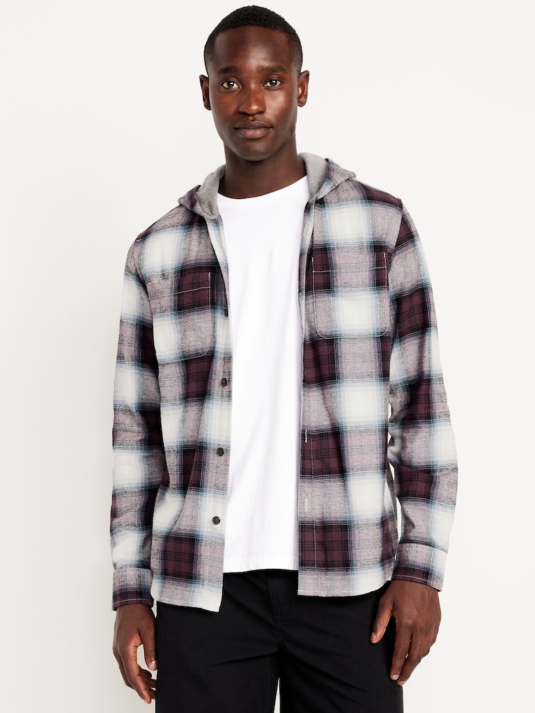 Hooded Plaid Flannel Shirt