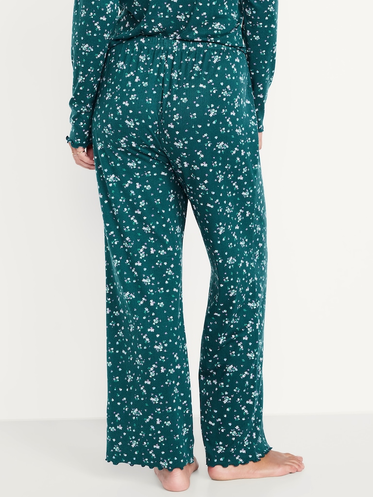 High-Waisted Cozy Rib Pajama Pants