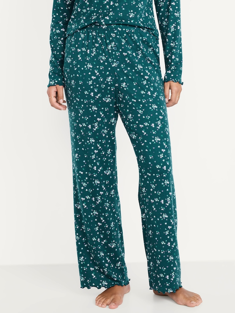 High-Waisted Cozy Rib Pajama Pants