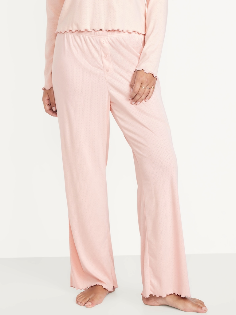 High-Waisted Cozy Rib Pajama Pants