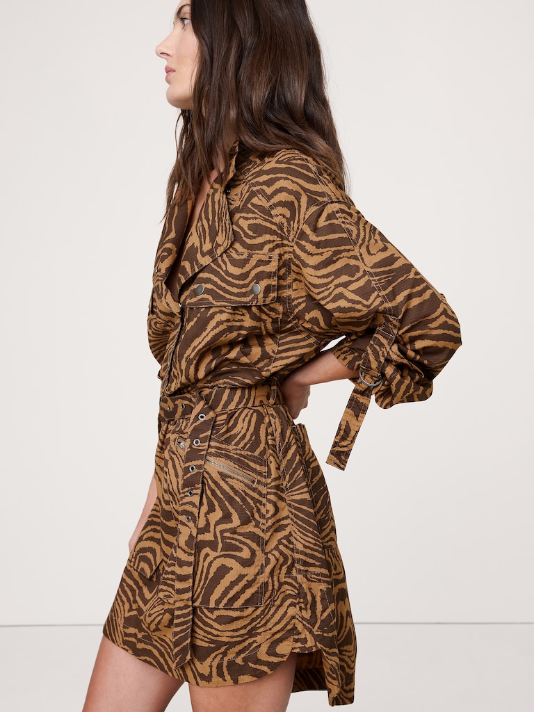 Stretch-Cotton Utility Mini Dress