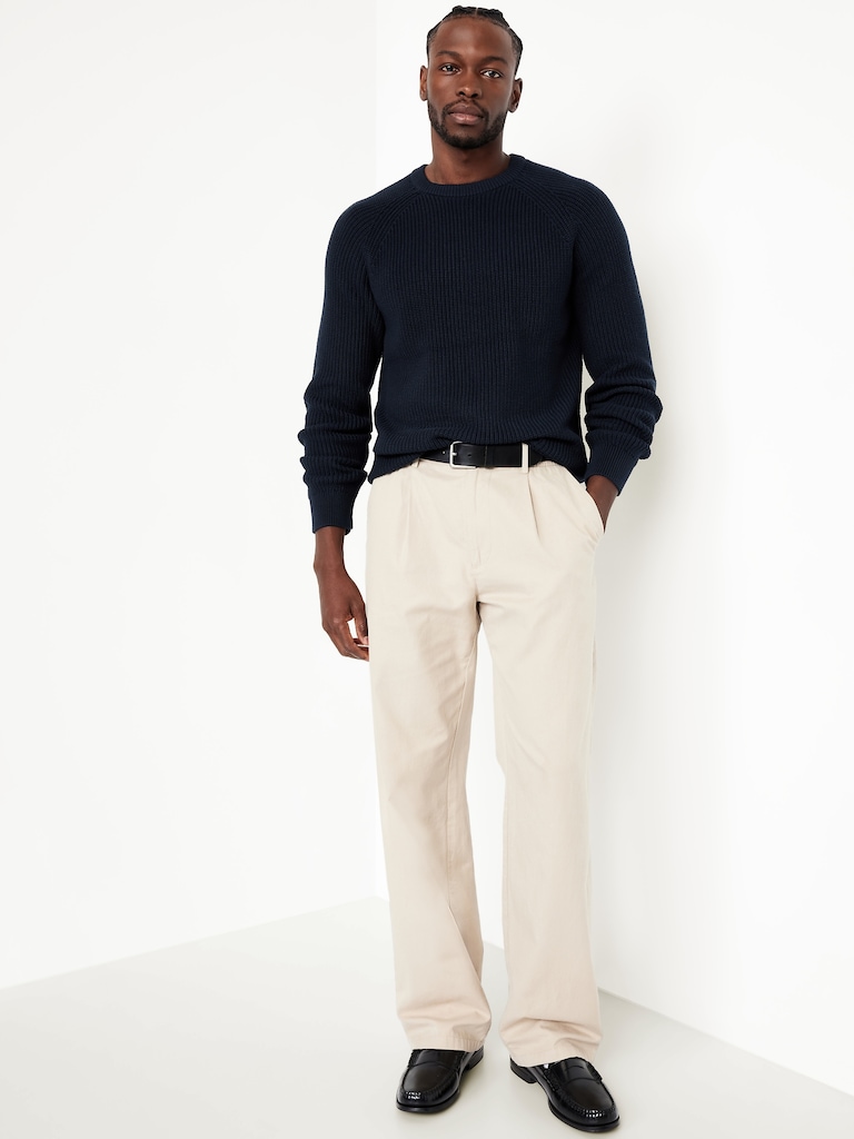 Crew-Neck Shaker-Stitch Sweater